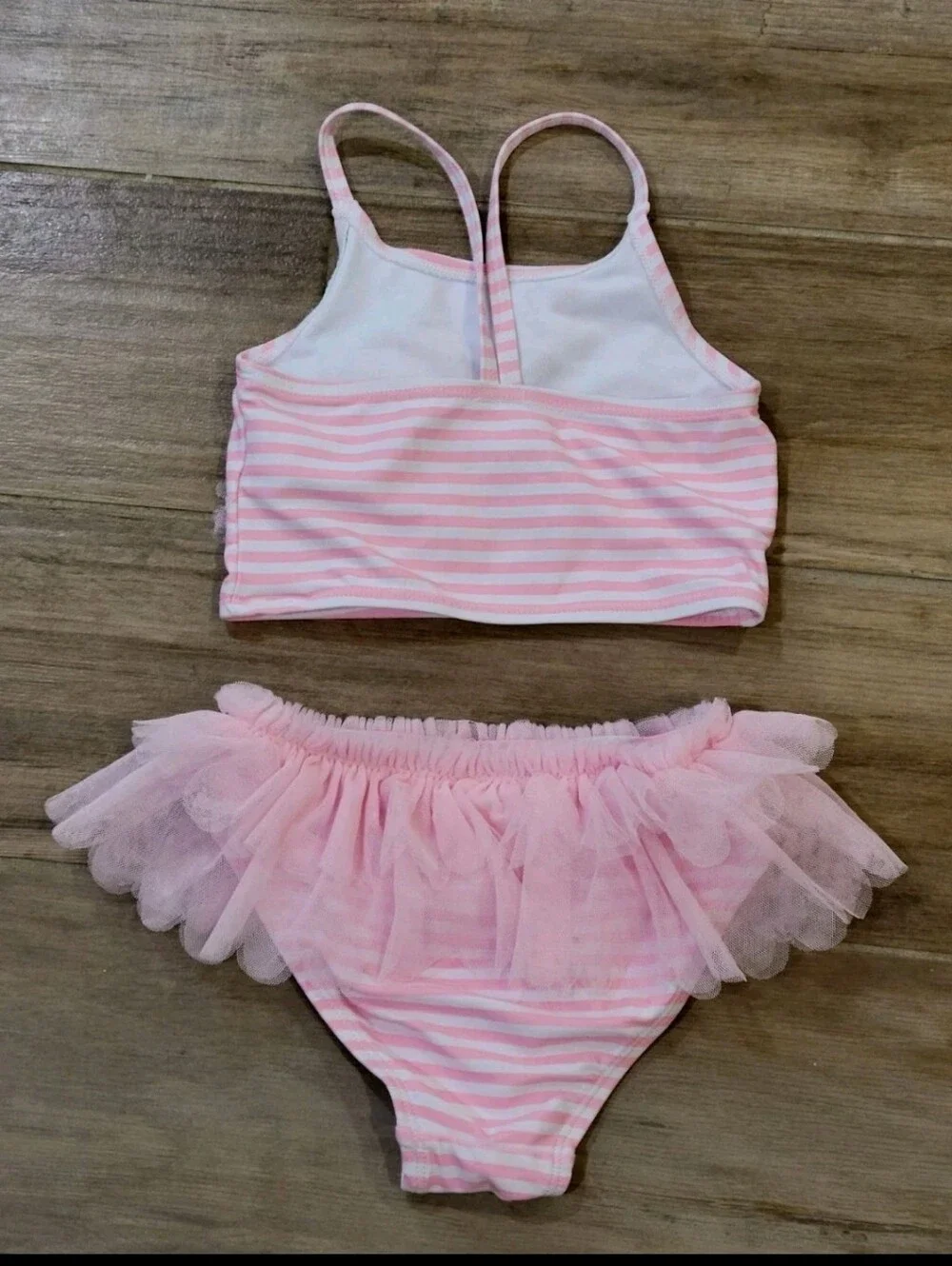 Flapdoodles Girls 2Pc Swim Set Tankini Embellished Fish Hearts & Tutu 3T UPF 50+